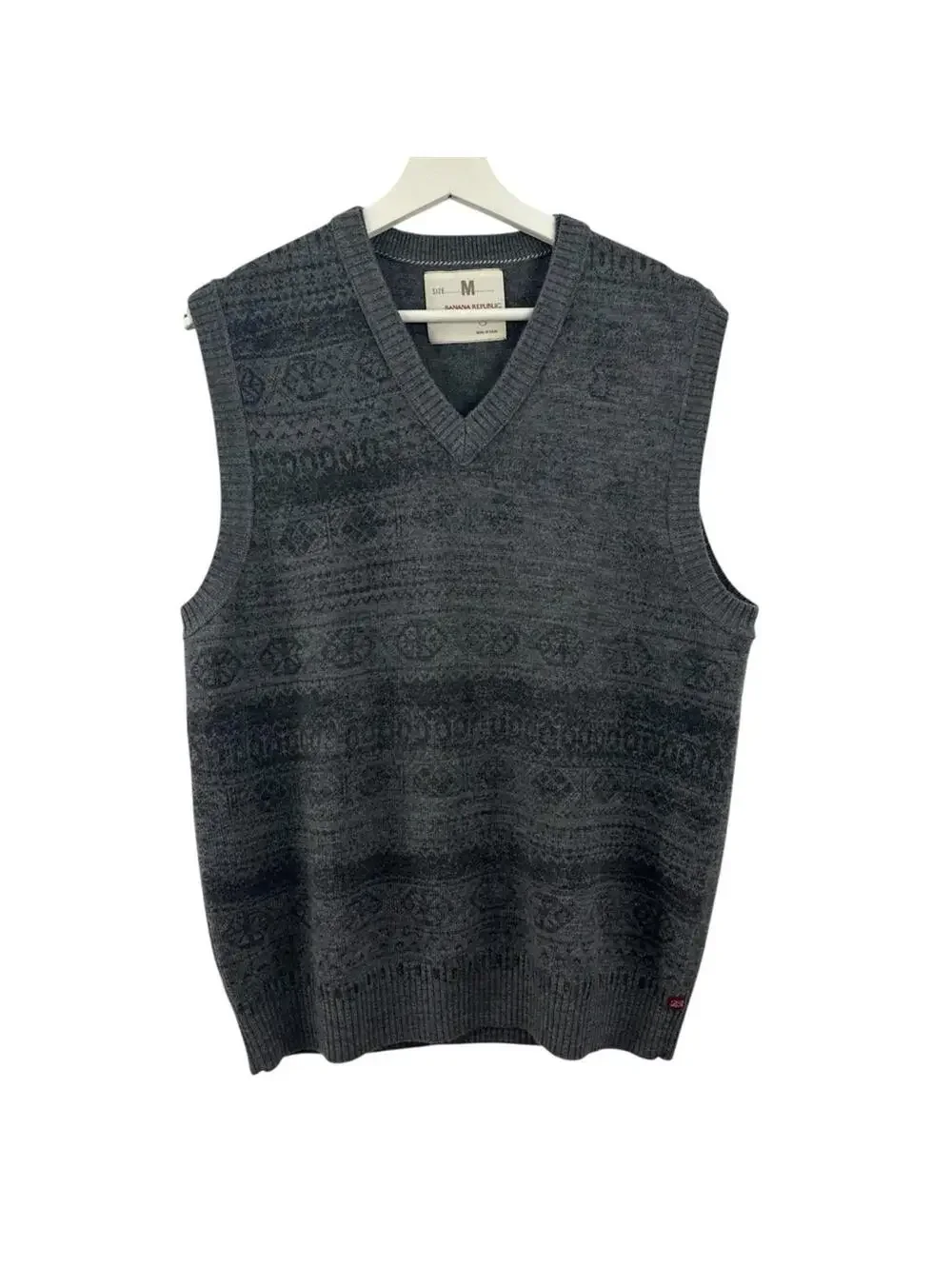 Banana Republic Men’s 100% Wool Grey Boho Aztec Grey Vest Size M